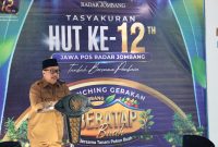 Bupati Jombang Warsubi saat menghadiri HUT ke-12 Jawa Pos Radar Jombang dan launching gerakan Jombang Beratap Buah